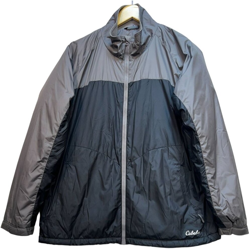 Cabela's Men's Full Zip Insulated Fleece Jacket Long Sleeve Size XL Gray Black